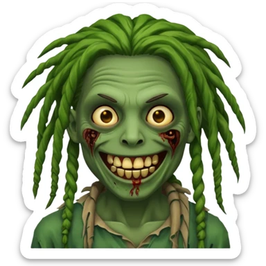 Make a image of a zombie with dreads make it like a emoticon sticker