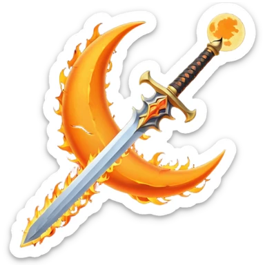 sword fire moon sticker