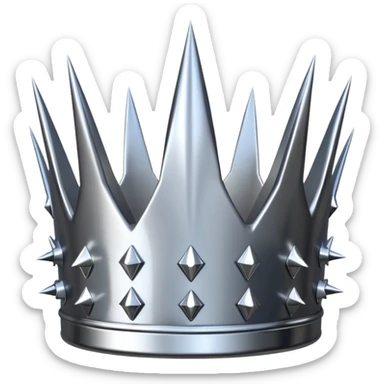 A spiked crown emoji made of silver chrome, sharp yet rounded metallic spikes, glossy reflections, aggressive luxury swag aesthetic, iOS emoji style, centered, clean white background sticker
