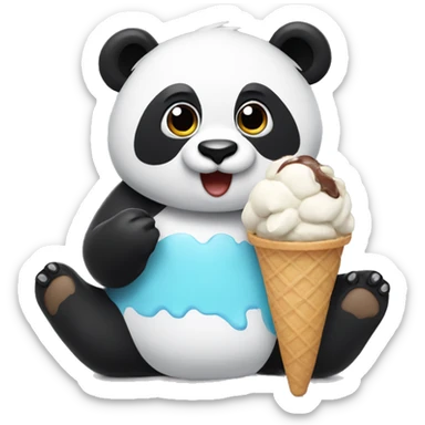 Panda eating ice cream sticker