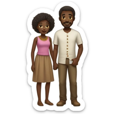 African folk family, with dark brown hair, brown sticker