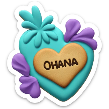 Teal purple Cookie heart with ohana sticker