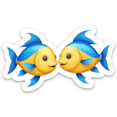 Make an emoji with two fish as pisces from horoscope, make them look very cute and emoji like sticker
