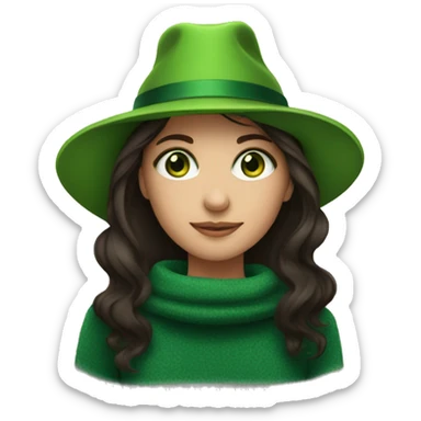 green-eyed brunette in a New Year's hat sticker
