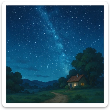 starry night ghibli style sticker
