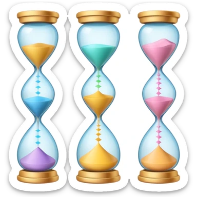 minimal emoji of glowing skin progress over time, hourglass or timeline symbol, pastel tones, represents visible results after consistent treatments sticker