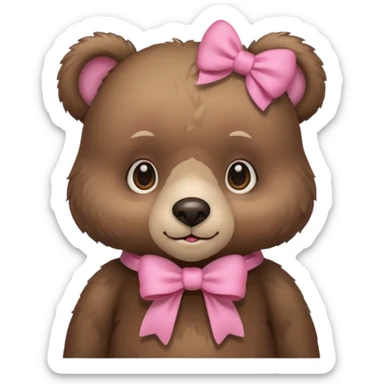 Cozy Bear with a pink bow sticker