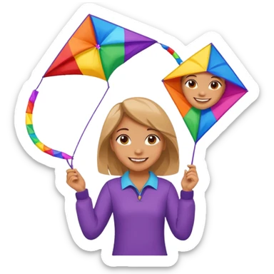 girl with kite,Kite Flyers, big kite. sticker