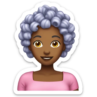 woman in curlers sticker