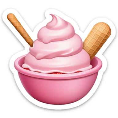 super realistic small pink bowl of ice cream sticker