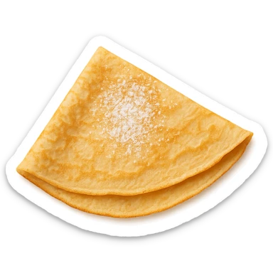 a classic French crepe, thin and golden, folded with a hint of powdered sugar on top sticker
