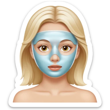 White girl doing skincare white jel mask all over face  sticker