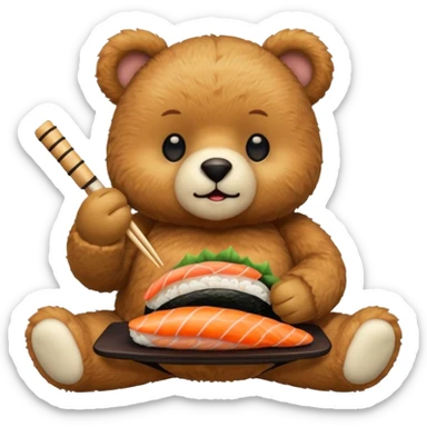 Teddy bear eating sushi  sticker