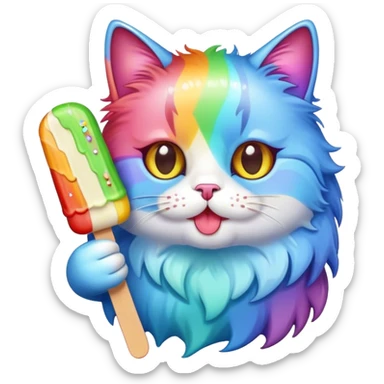 rainbow cat eating a popsicle sticker