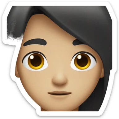 Long black hair teenager boy serious face sticker