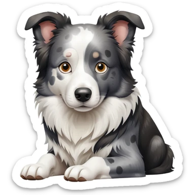 A sitting Border Collie with gray and white spots on its body sticker