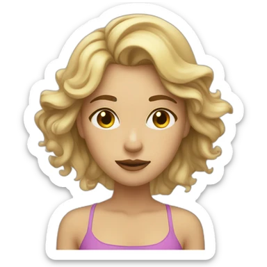 Waking up tired, bleary eyed, female with beach, waves, mid length, dirty blonde hair sticker