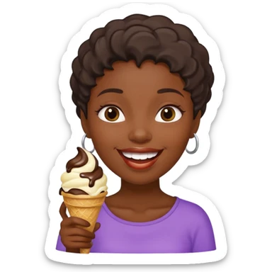 black woman eats ice cream  sticker