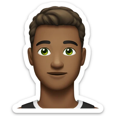 21 year old man, short straight hair, brown color, green eyes, athletic body, dressed in a black T-shirt. sticker