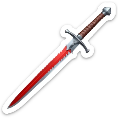 a viking blade, bastard sword, transparent background, the hilt is bound in black, the blade has a bloodgroove and a very sharp pointed tip sticker