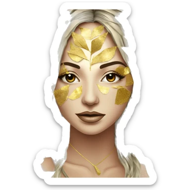  Hemp 420 lady face melting gold drizzle kintsugi palm leaves tropical made of 420 origami newspaper roses hemp leaves lantern fairy lights burning paper and hemp leaves in hair sticker