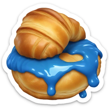 Croissant with blue glaze sticker