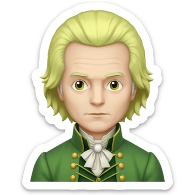 Maximilien Robespierre in a green and yellow gown sticker