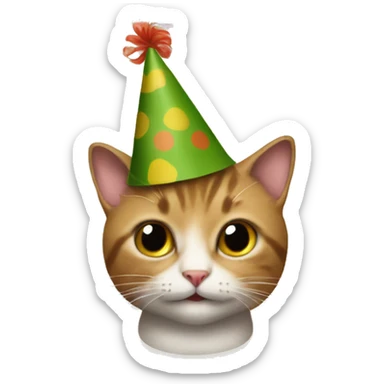 cat wearing a birthday hat playing scrabble sticker