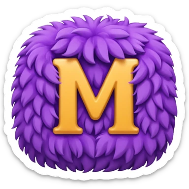 The fluffy letter M is purple in color sticker