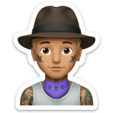tattooed man wearing a hat sticker