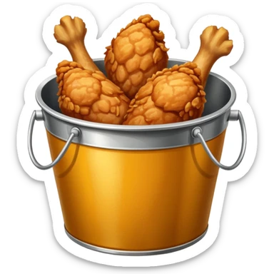 fried chicken in a silver steel bucket sticker