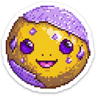 fantasy yellow planet with spots and a cute winking face sticker