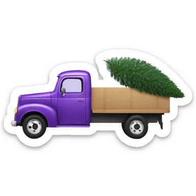 Purple truck hauling Christmas tree sticker