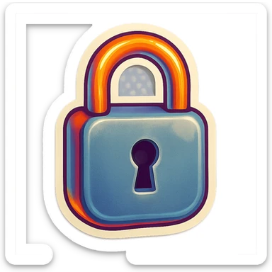 A gray lock sticker in retro stickers style, with a vintage design and bright colors sticker