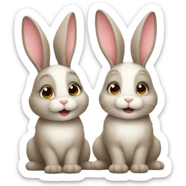 Two cute bunnies sticker