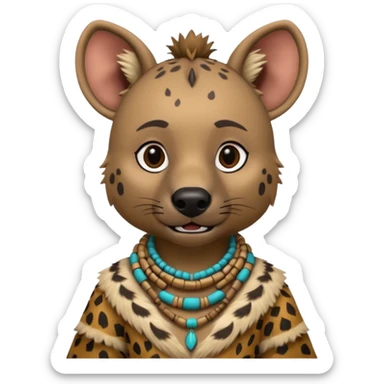 a-3d-cartoon-african-hyena-from-the-1800s-wearing-traditional-african-tribal-clothing,-calm-expression,-natural-background,-memoji-style-realism. sticker