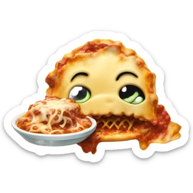Stitch eating lasagna  sticker