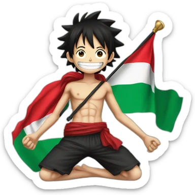Luffy raises the flag of Palestine sticker