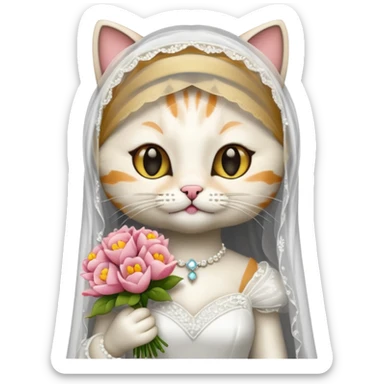 Cat as a bride  sticker