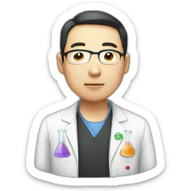 Chinese man in a science class sticker