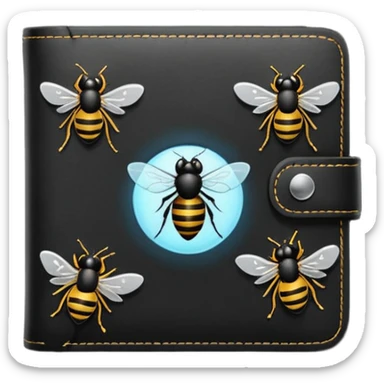 A wallet with flies coming out of it sticker