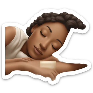 pretty light skinned brunette girl sleeping with cream coloured moisturiser on her face soft textures sticker