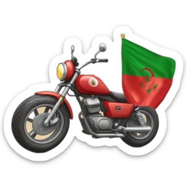 quelqu'un sur une moto avec le drapeau du Maroc derrière sticker
