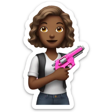 Girl hand holding a pink gun sticker