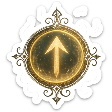 up arrow encircled, magical amulet look, ornate and enchanted, mystical, glowing sticker