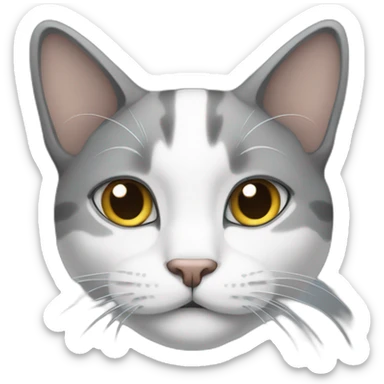 A cat wit gray and White sticker