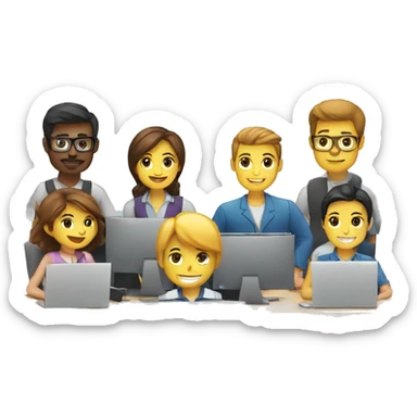 several people working together on computers sticker
