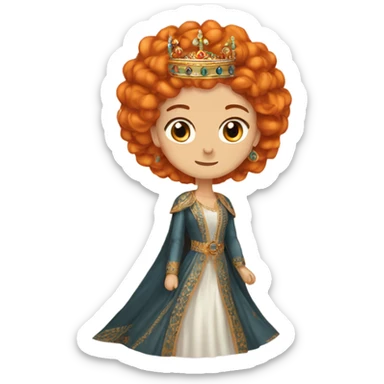 Hurrem Sultan with orange Slightly wavy hair long hair and crown  sticker
