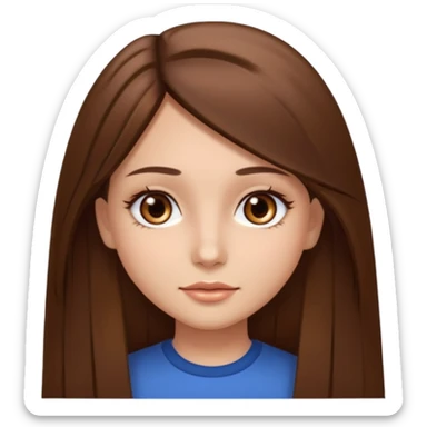 Fille cheveux lisse long brune raie au milieuyeux marron sticker