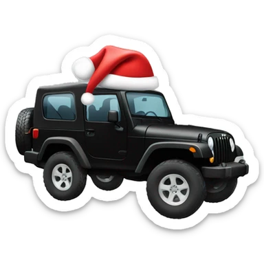 Black jeep with Santa hat sticker